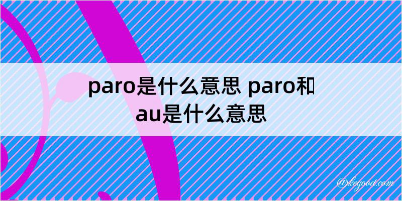 paro是什么意思 paro和au是什么意思